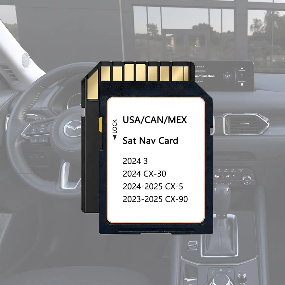 Lastest Version GPS Navigation SD Card Compatible with 2024 3 / CX30, 2024-2025 CX5, 2023-2025 CX90, USA/CAN/MEX Maps