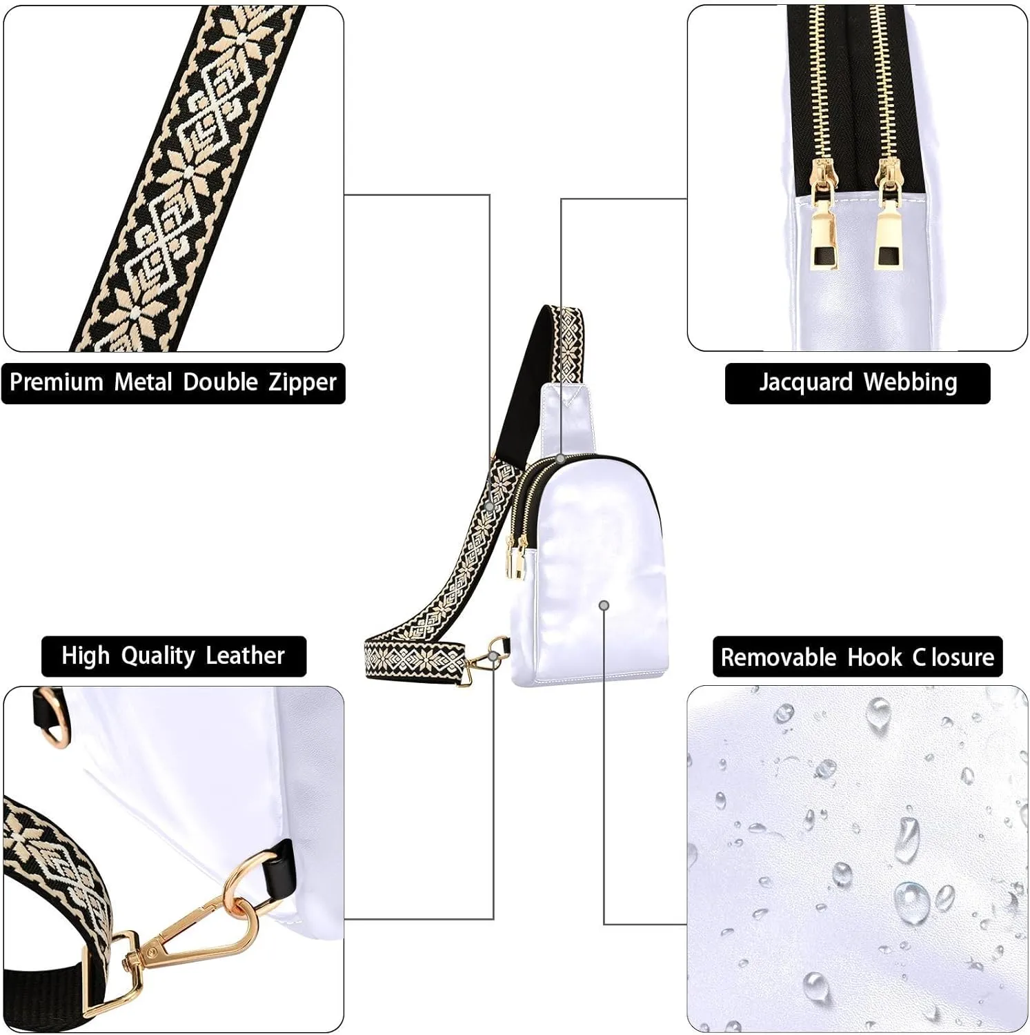 Lavender Sling Bag for Women Men Fanny Packs Small Crossbody Bags for Women Leather Fashion Waist Packs Belt Bag Waterproof Chest Bag for Travel Hiking Running Sport