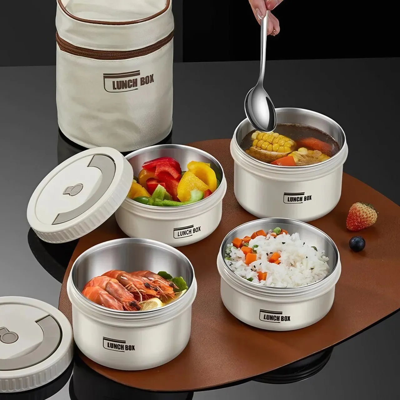 Leakproof 304 Stainless Steel Lunch Box Set | Insulated | Carrying Bag