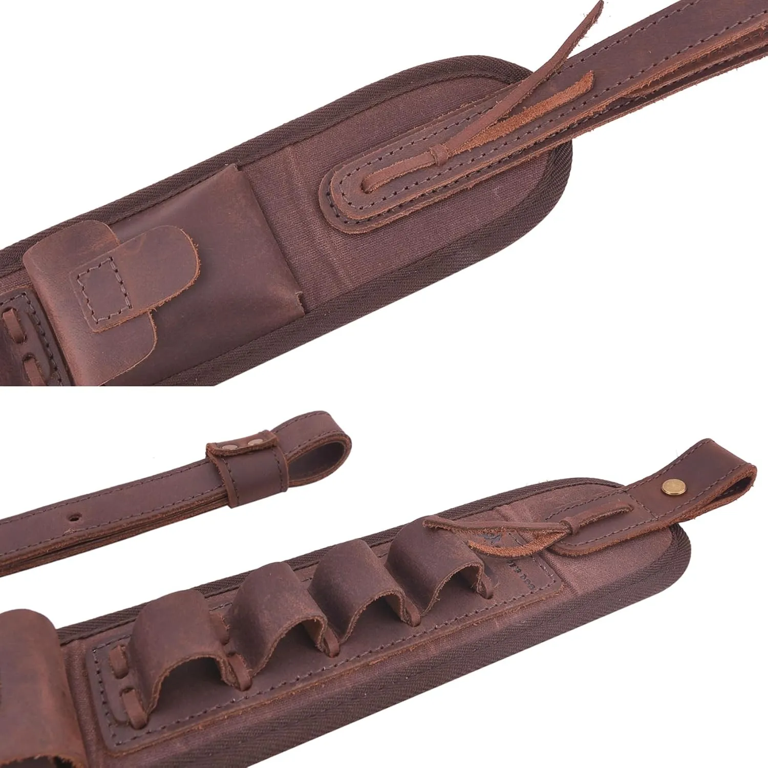 Leather Ammo Holder Rifle Sling Hunting Gun Strap for 30/30 .357 .45 .45-70 .22 12GA 20GA