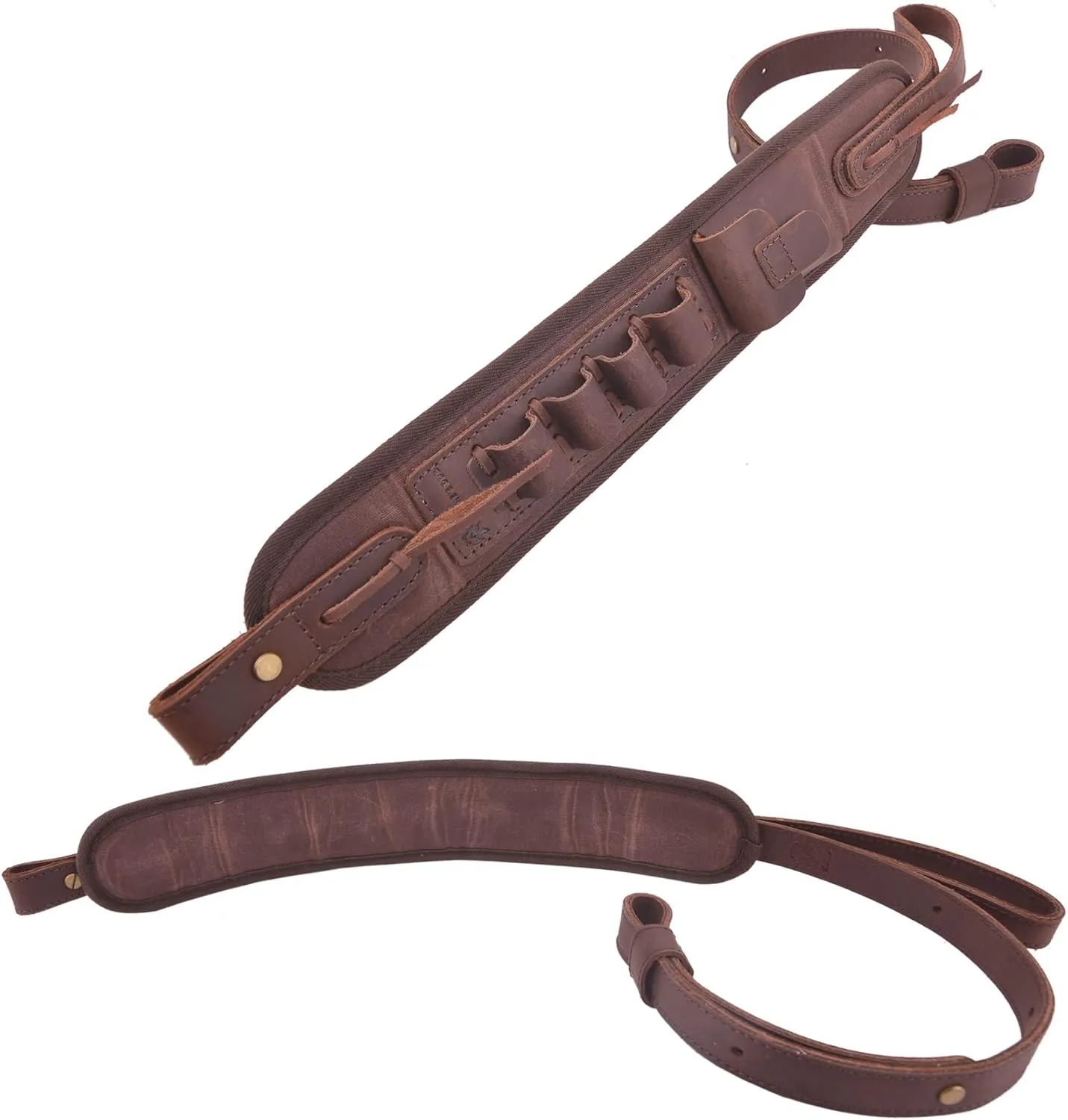 Leather Ammo Holder Rifle Sling Hunting Gun Strap for 30/30 .357 .45 .45-70 .22 12GA 20GA