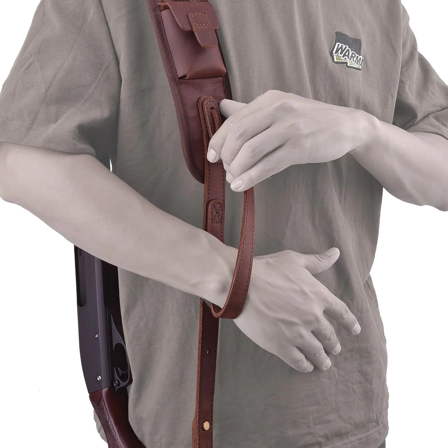 Leather Ammo Holder Rifle Sling Hunting Gun Strap for 30/30 .357 .45 .45-70 .22 12GA 20GA