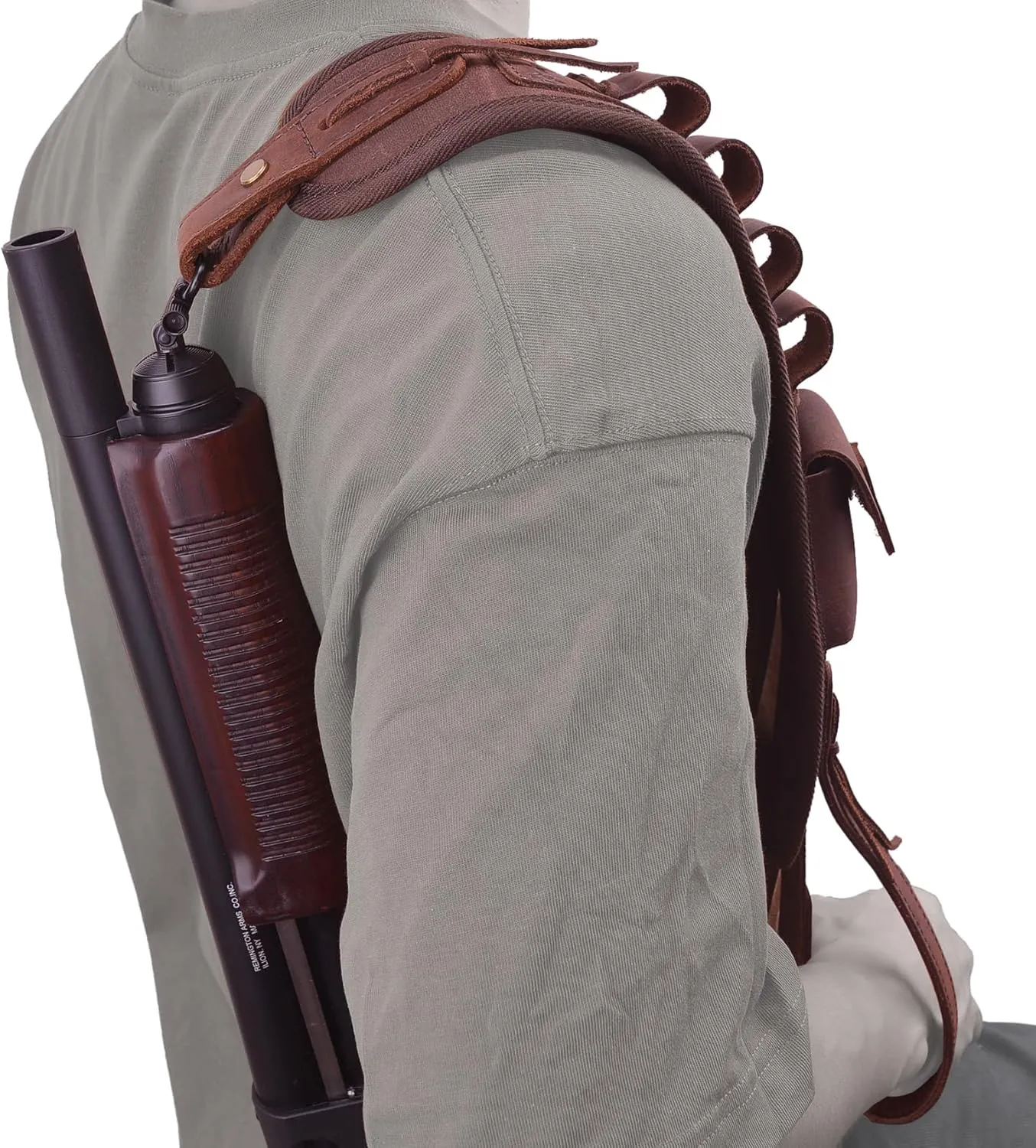 Leather Ammo Holder Rifle Sling Hunting Gun Strap for 30/30 .357 .45 .45-70 .22 12GA 20GA