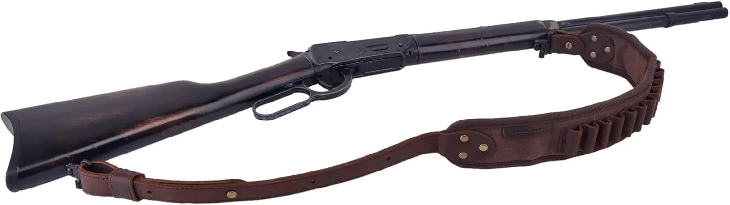 Leather Rifle Sling Gun Shell Holder Straps Loops for .357 .30-30, .38 .32Win Spcl.32-40 Cartridges