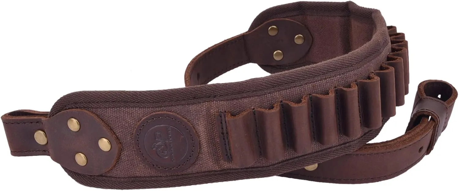 Leather Rifle Sling Gun Shell Holder Straps Loops for .357 .30-30, .38 .32Win Spcl.32-40 Cartridges