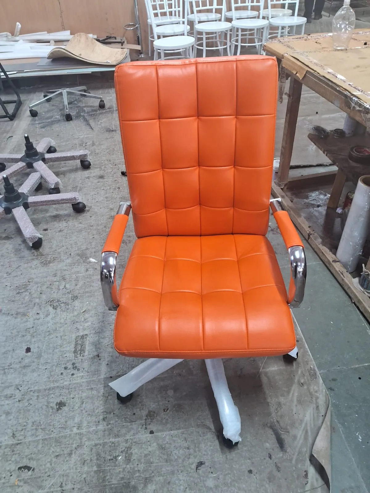 Leatherette Mid Back Executive Chair with Height Adjustable Chrome Base