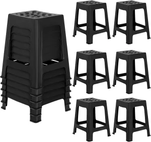 Leinuosen 6 Pcs Plastic Stool for Classroom 18 Inch Stackable School Stools Modern Portable Nesting Chair for Kids Students Classroom School Home Office (Black)