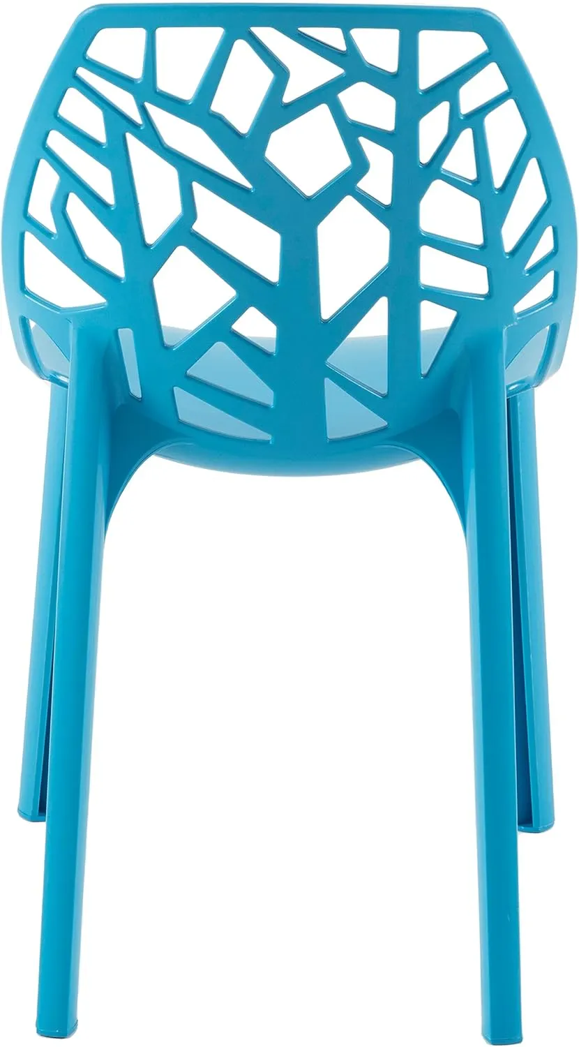 LeisureMod Cornelia Stackable Dining Chair - Modern Spring Cut-Out Tree Design Acrylic Armless Accent Side Chair for Kitchen, Living Room, and Dining Area
