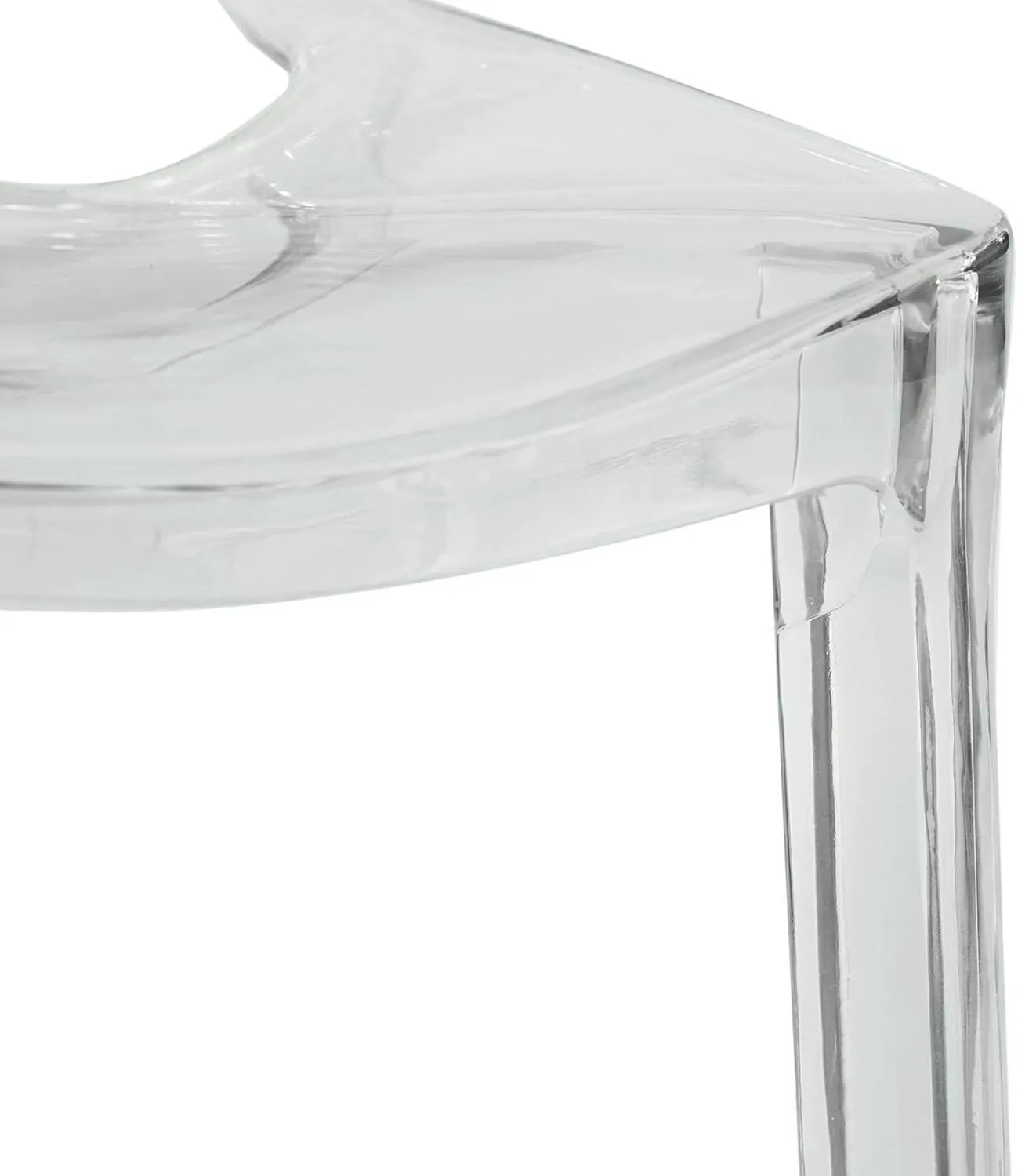LeisureMod Cornelia Stackable Modern Spring Cut-Out Tree Design Acrylic Armless Accent Side Chair for Kitchen, Living Room, and Dining Area, 21.5" Dx17.25 Wx32 H, Clear