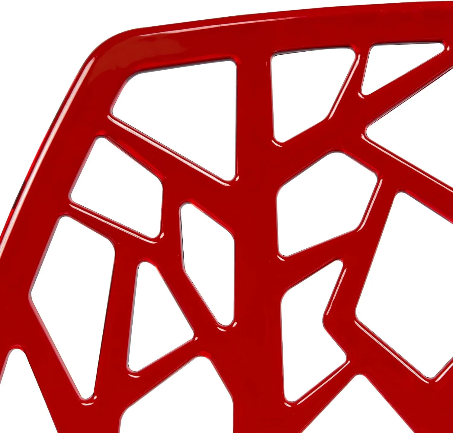 LeisureMod Cornelia Stackable Modern Spring Cut-Out Tree Design Acrylic Armless Accent Side Chair for Kitchen, Living Room, and Dining Area, 21.5" Dx17.25 Wx32 H, Red