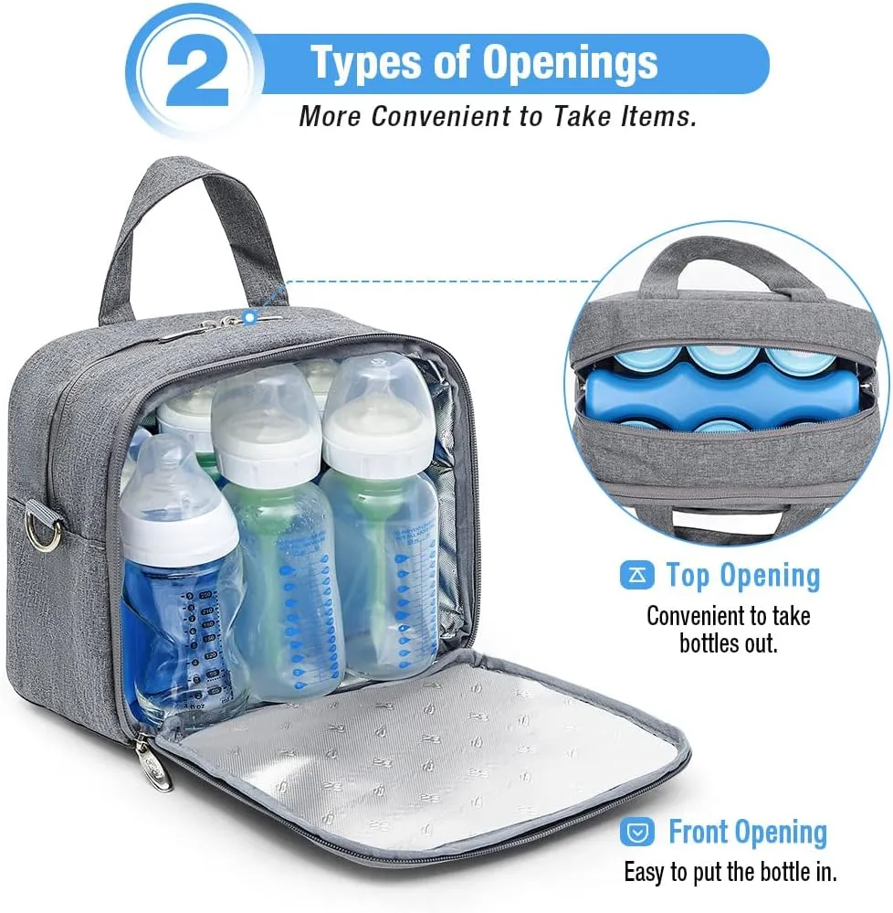 Lekebaby Breastmilk Cooler Bag with Ice Pack - Fits 4 Baby Bottles, Perfect for Nursing Moms and Daycare