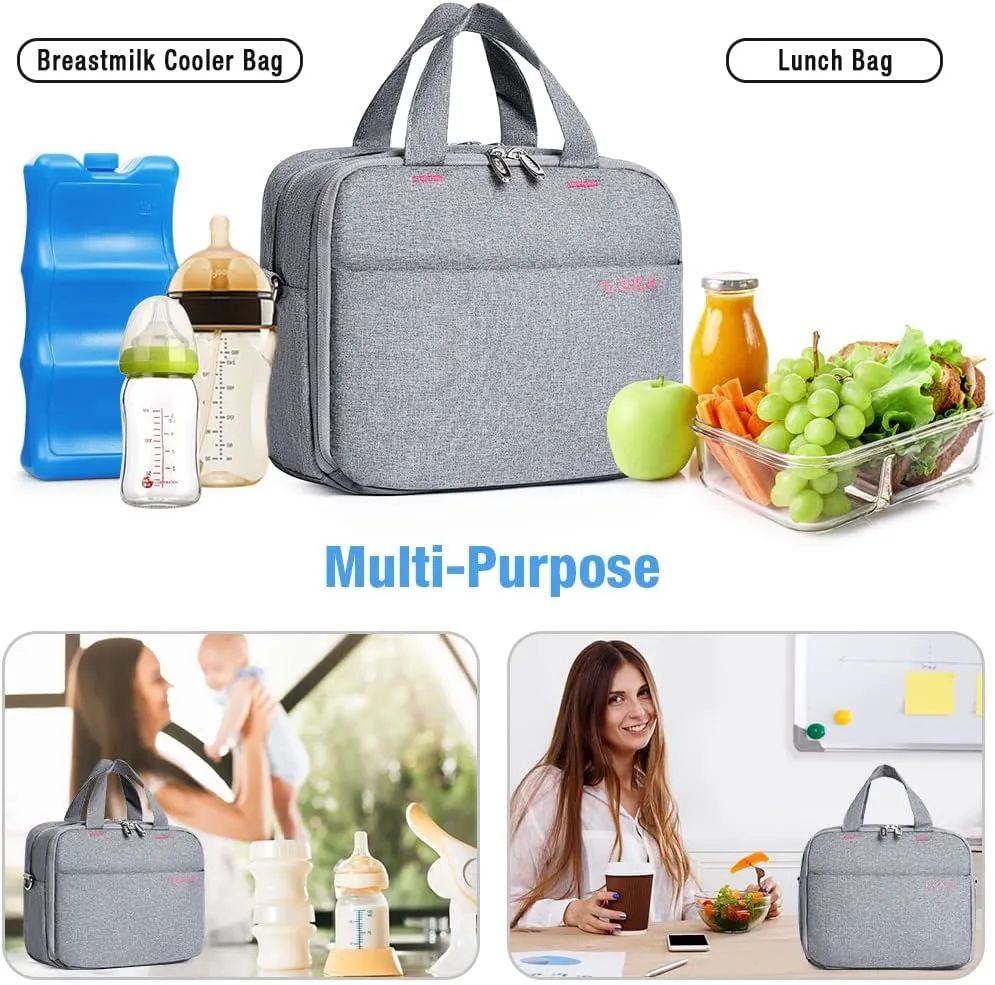 Lekebaby Breastmilk Cooler Bag with Ice Pack - Fits 4 Baby Bottles, Perfect for Nursing Moms and Daycare