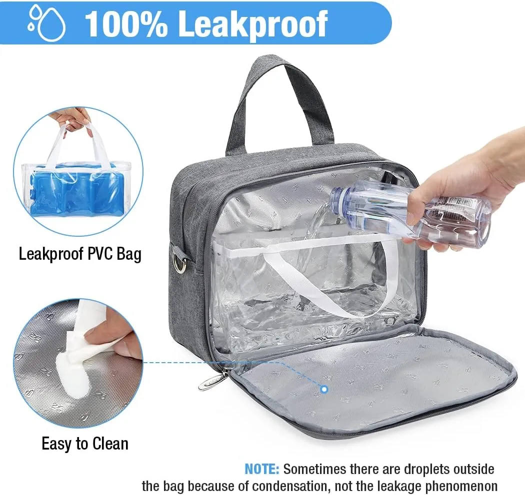 Lekebaby Breastmilk Cooler Bag with Ice Pack - Fits 4 Baby Bottles, Perfect for Nursing Moms and Daycare