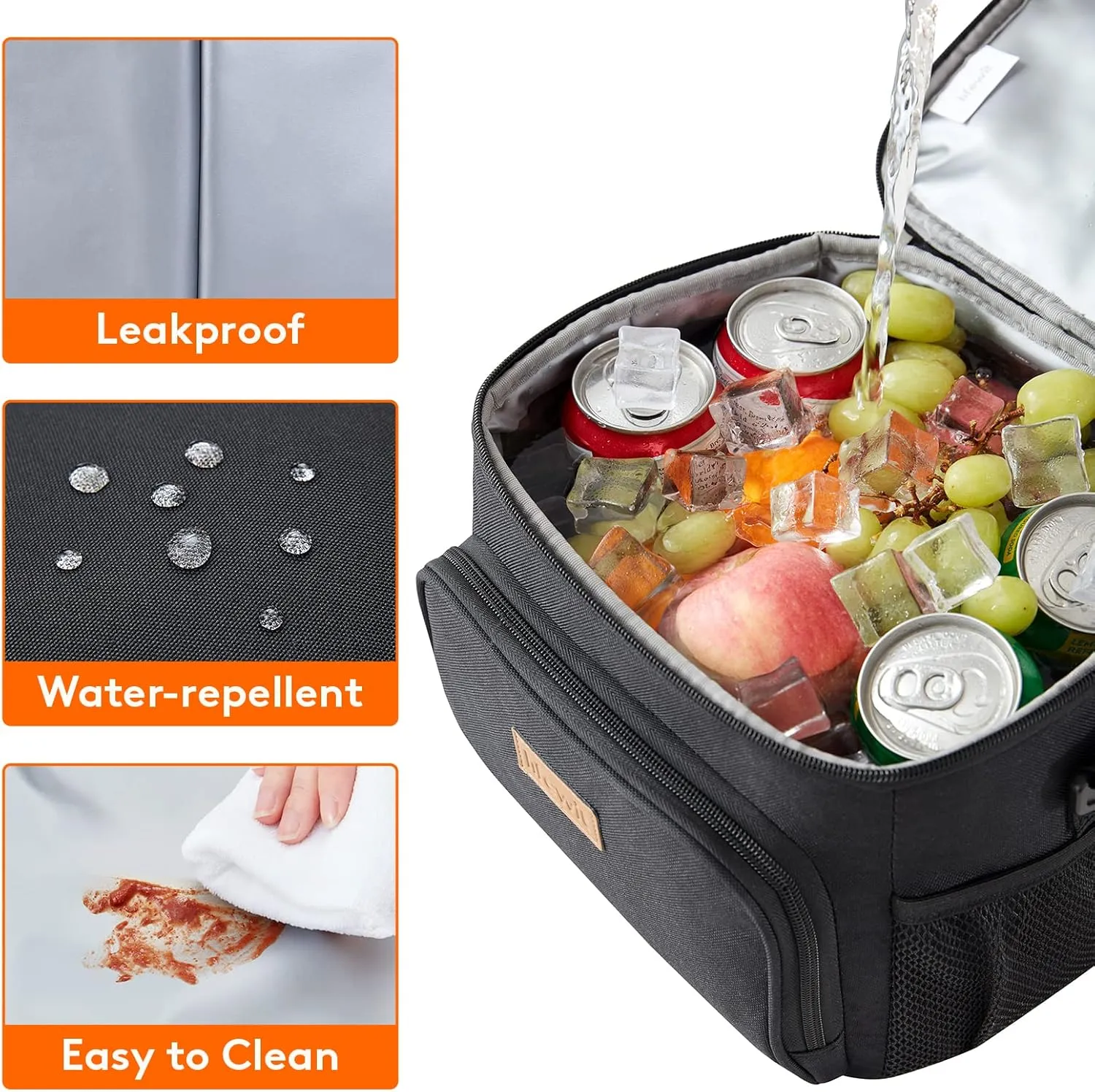 Lifewit Reusable Insulated Lunch Bag for Men, Lunch Box Women, Portable Cooler Freezable Soft Lunchbox Leakproof with Adjustable Shoulder Strap for Adult for Work Picnic or Travel, Black 9L