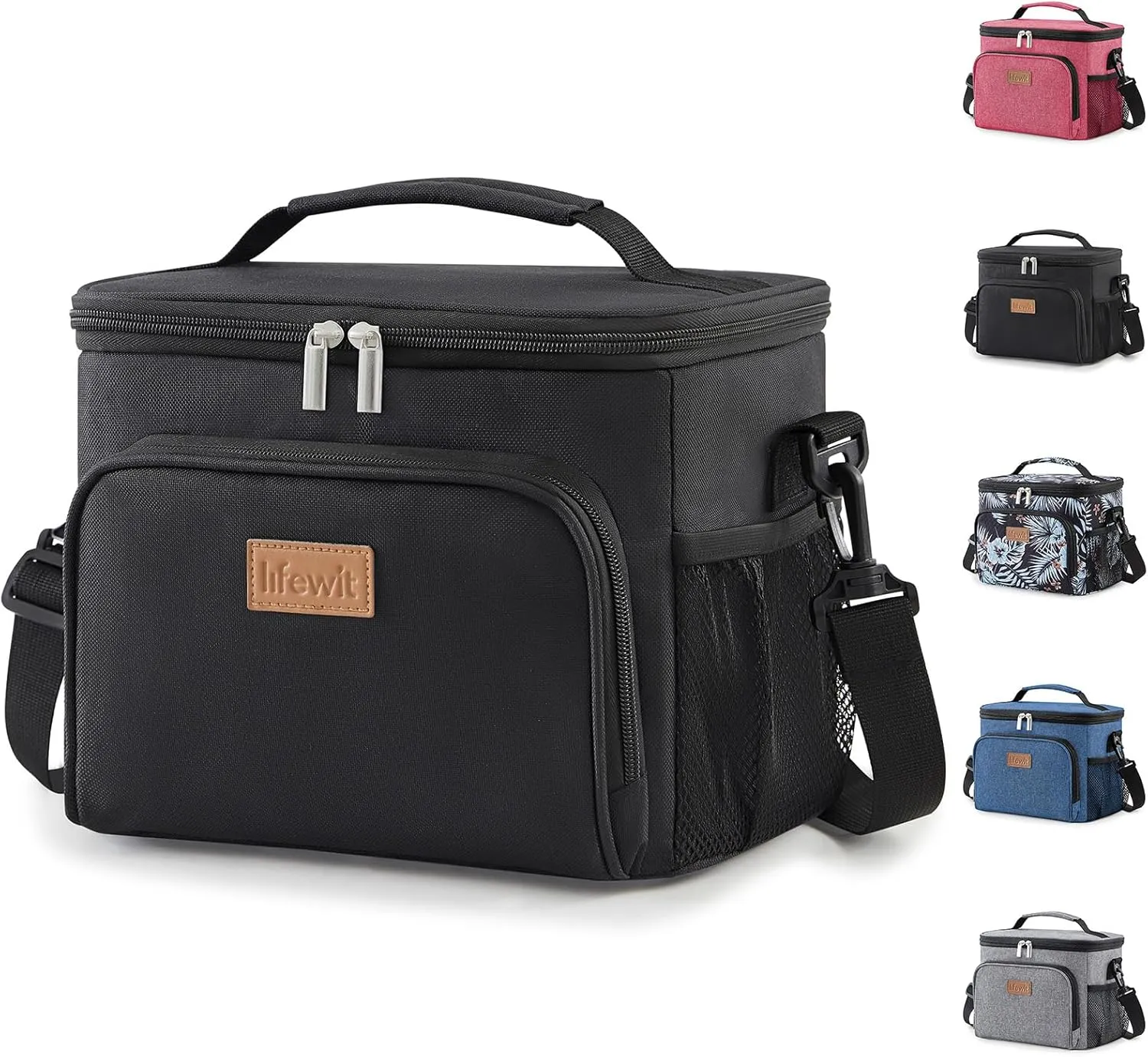 Lifewit Reusable Insulated Lunch Bag for Men, Lunch Box Women, Portable Cooler Freezable Soft Lunchbox Leakproof with Adjustable Shoulder Strap for Adult for Work Picnic or Travel, Black 9L