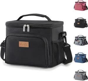 Lifewit Reusable Insulated Lunch Bag for Men, Lunch Box Women, Portable Cooler Freezable Soft Lunchbox Leakproof with Adjustable Shoulder Strap for Adult for Work Picnic or Travel, Black 9L