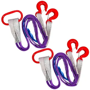 Lifting Slings Straps with Hooks 2 Ton (2 Pack) Capacity Polyester Webbing Purple Rigging Straps 5ft 4400lbs for Engines Cranes Hoists
