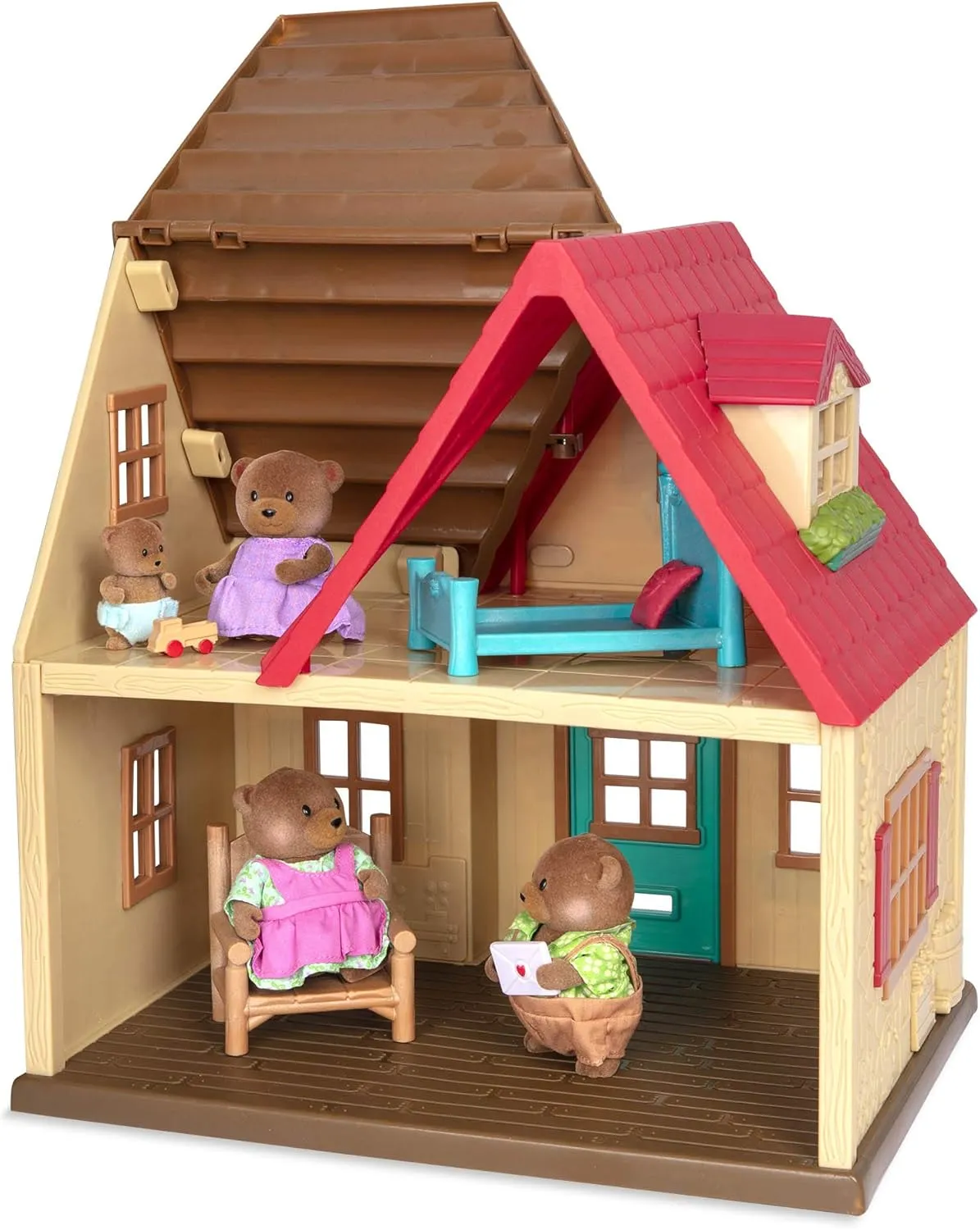 Li’l Woodzeez – Sunny Acres Country House – Dollhouse Playset with Furnitures & Accessories – 1 Doll Figure Included – Pretend Play for Ages 3 