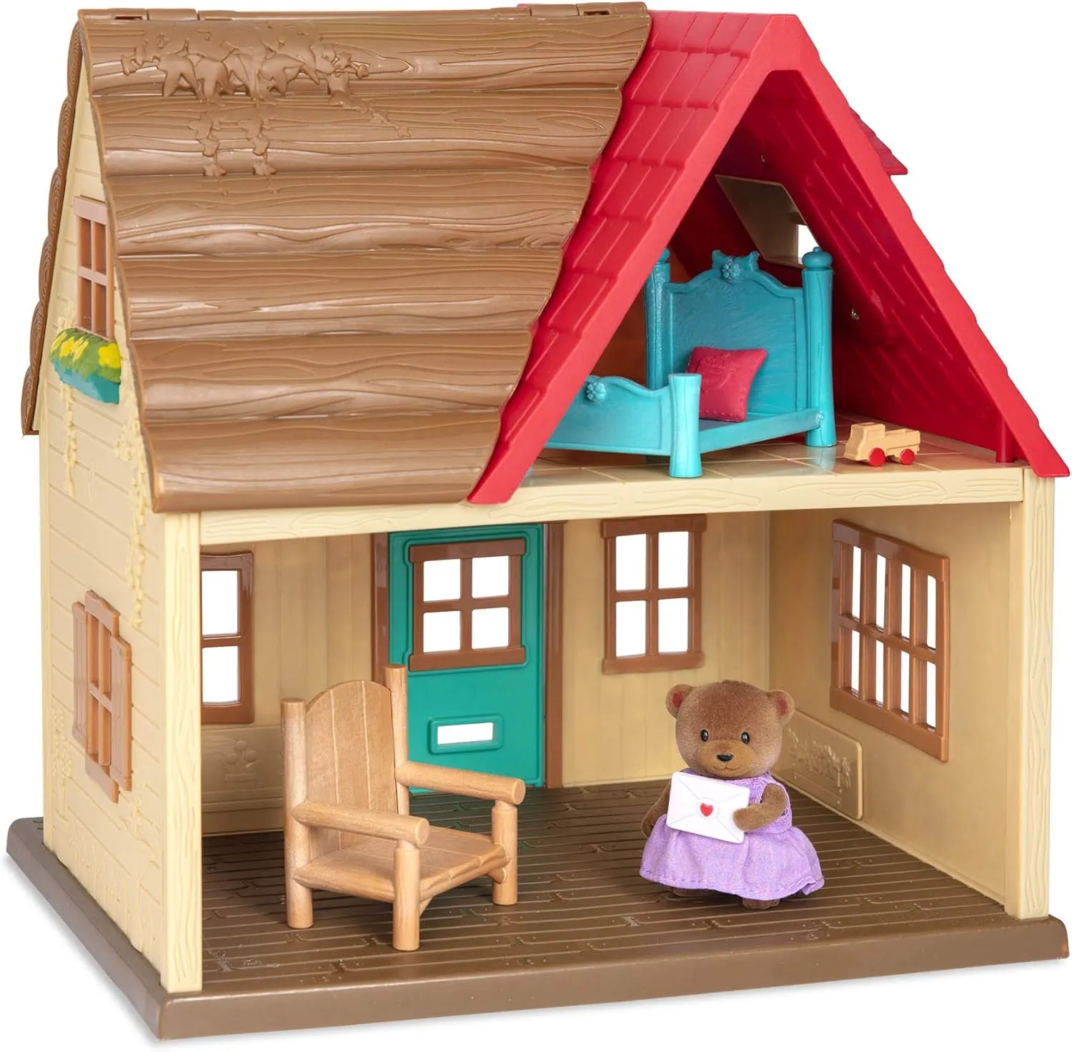 Li’l Woodzeez – Sunny Acres Country House – Dollhouse Playset with Furnitures & Accessories – 1 Doll Figure Included – Pretend Play for Ages 3 