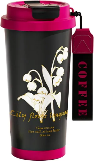 Lily Of The Valley 18 oz Tumbler, Stainless Steel Vacuum Insulated Coffee Travel Mug, Double Wall Powder Coated Insulated Coffee Mug Travel Mug With Lid Thermal Cup For Outdoor