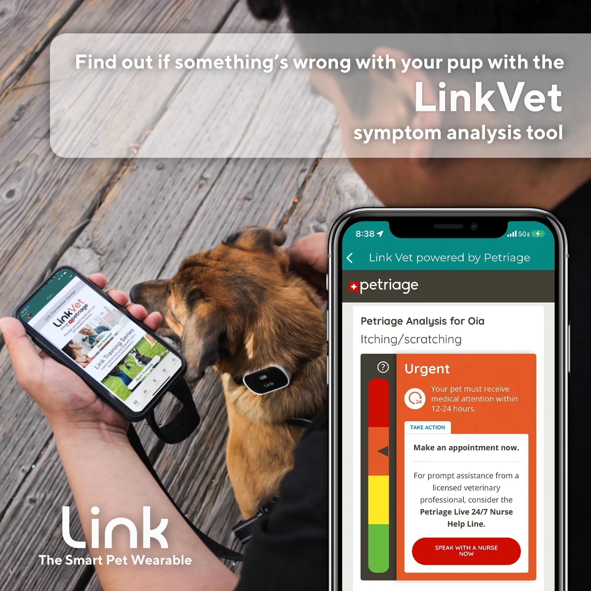 Link My Pet GPS Dog Tracker & Activity Monitor with Training Tools, Fits Any Collar