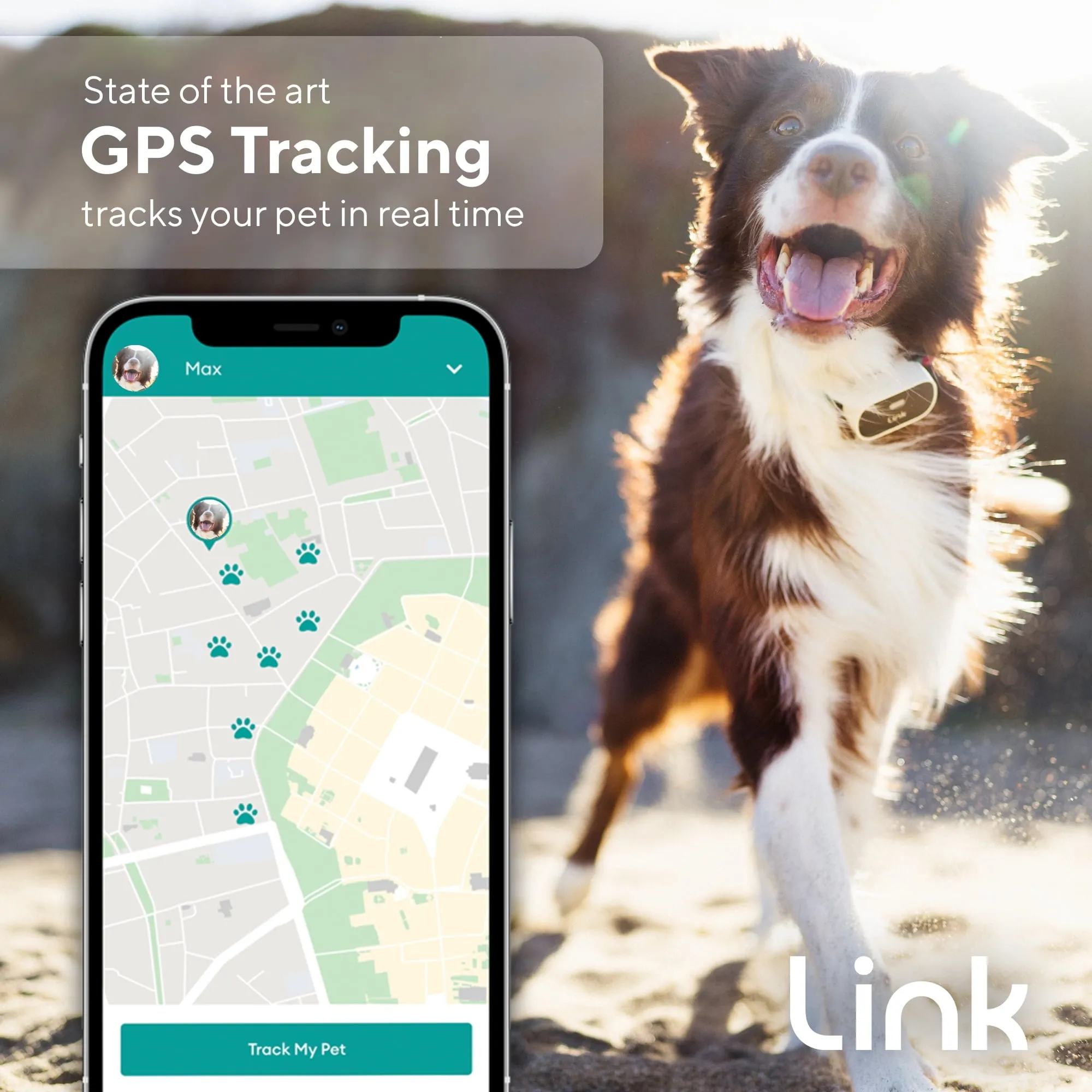Link My Pet GPS Dog Tracker & Activity Monitor with Training Tools, Fits Any Collar