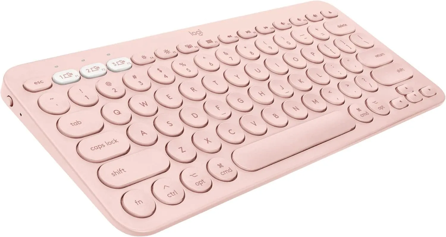 Logitech K380 Multi-Device Wireless Bluetooth Keyboard Designed for Windows, Mac, Chrome OS, Android, iOS, Apple TV, Space-Saving Compact Design - Rose (Renewed)