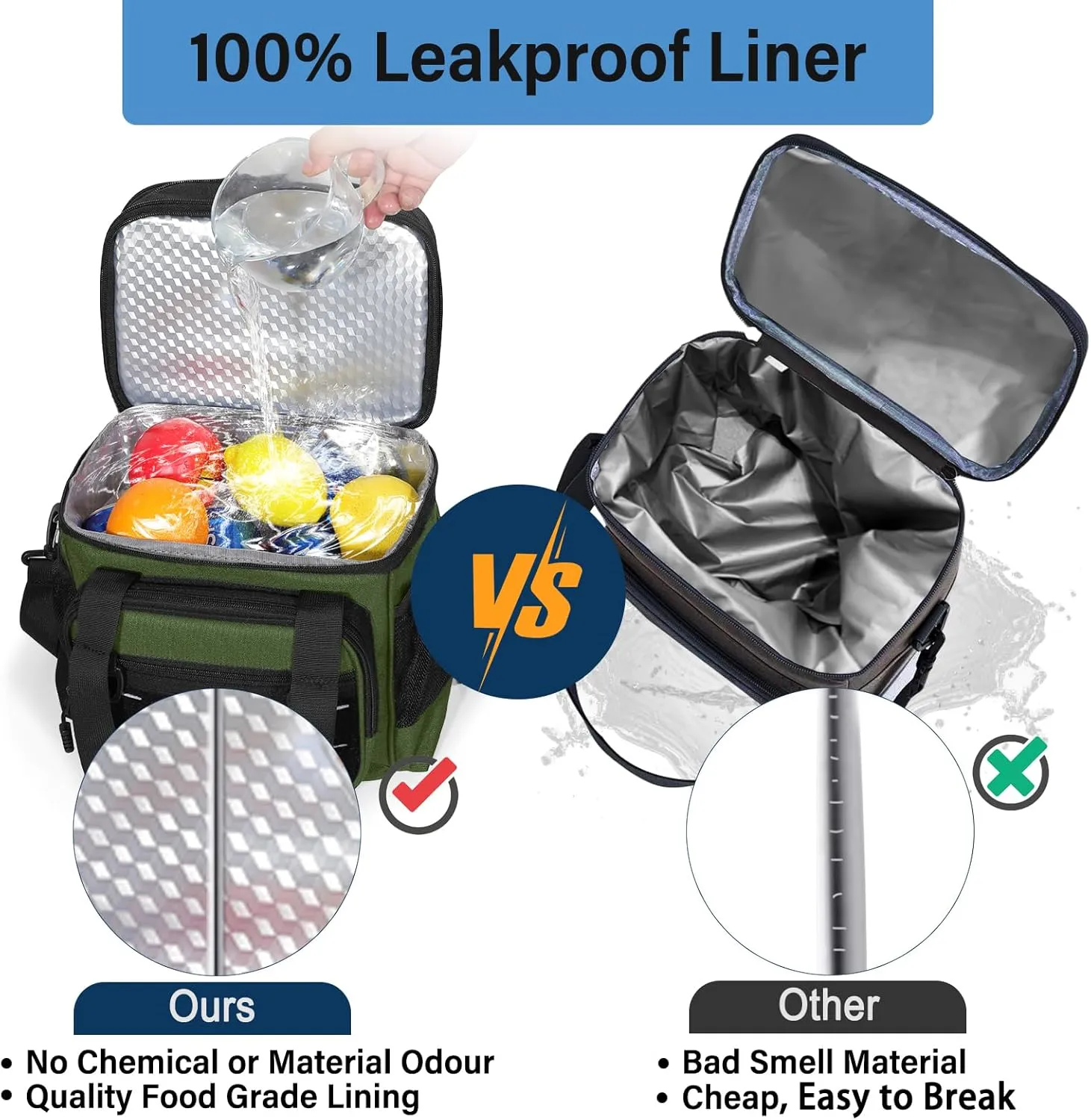 Lunch Box Cooler Bag - Insulated Tactical Lunchbox for Men - Large Lunch Pail for Adults Work Outdoor Shifts Trips Army Green 16L