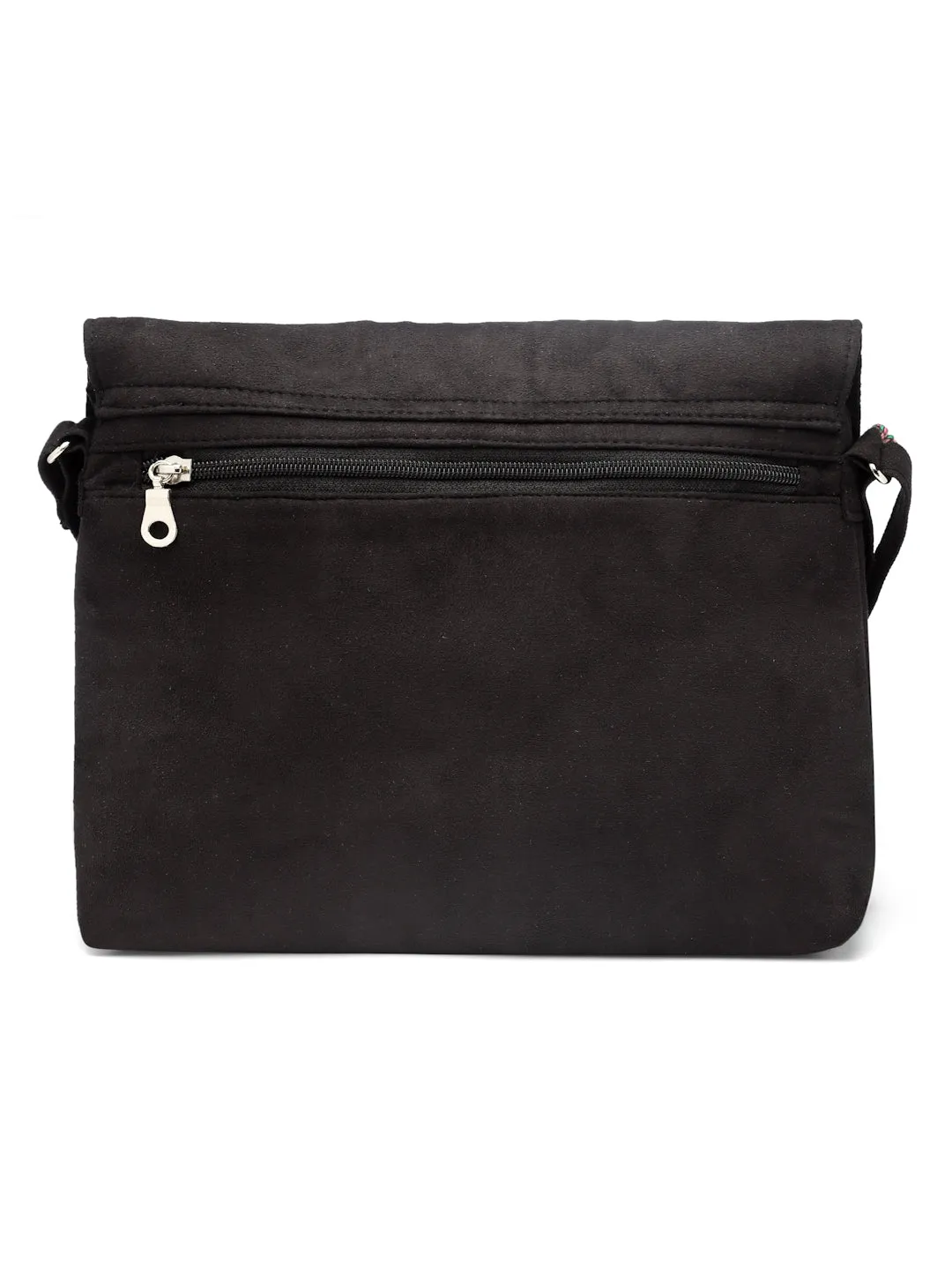 Lush Floral Embroidered Suede Sling Bag