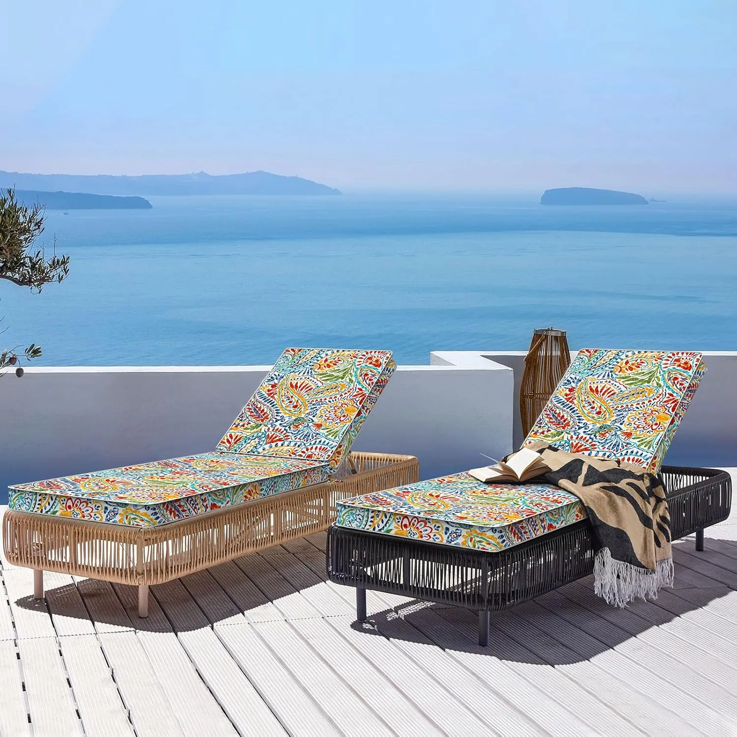 LVTXIII Outdoor Chaise Lounge Cushion, 72 x 21 x 3 Inch Patio Water-Repellent Lounge Chair Seat Cushions for Garden, Furniture, Home Decor, Paisley Multi