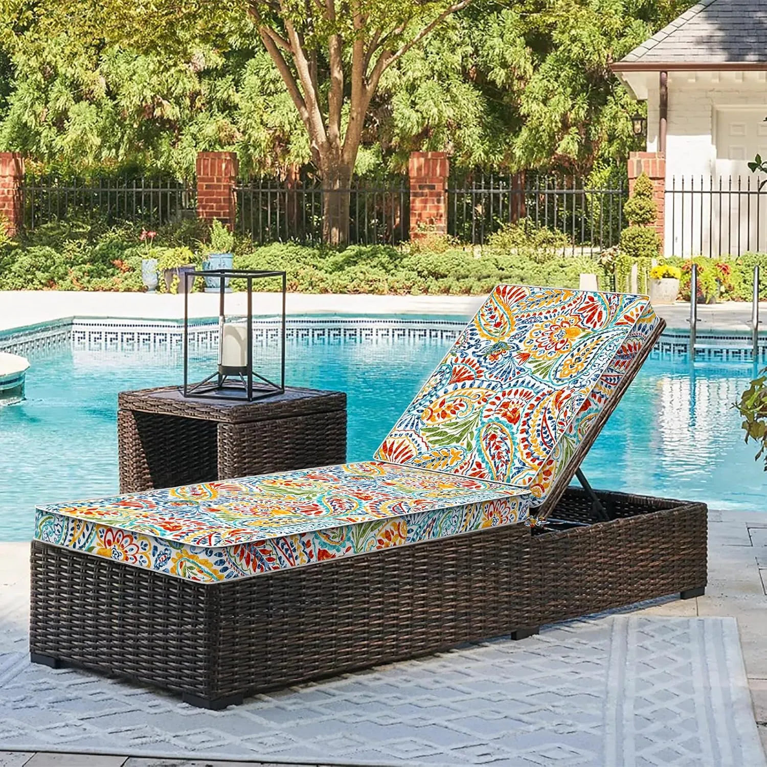 LVTXIII Outdoor Chaise Lounge Cushion, 72 x 21 x 3 Inch Patio Water-Repellent Lounge Chair Seat Cushions for Garden, Furniture, Home Decor, Paisley Multi