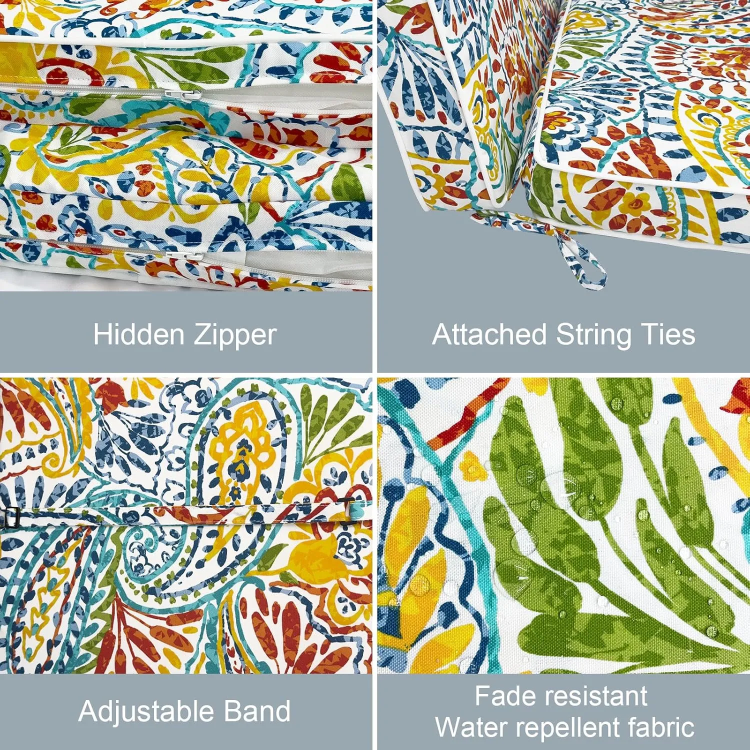 LVTXIII Outdoor Chaise Lounge Cushion, 72 x 21 x 3 Inch Patio Water-Repellent Lounge Chair Seat Cushions for Garden, Furniture, Home Decor, Paisley Multi