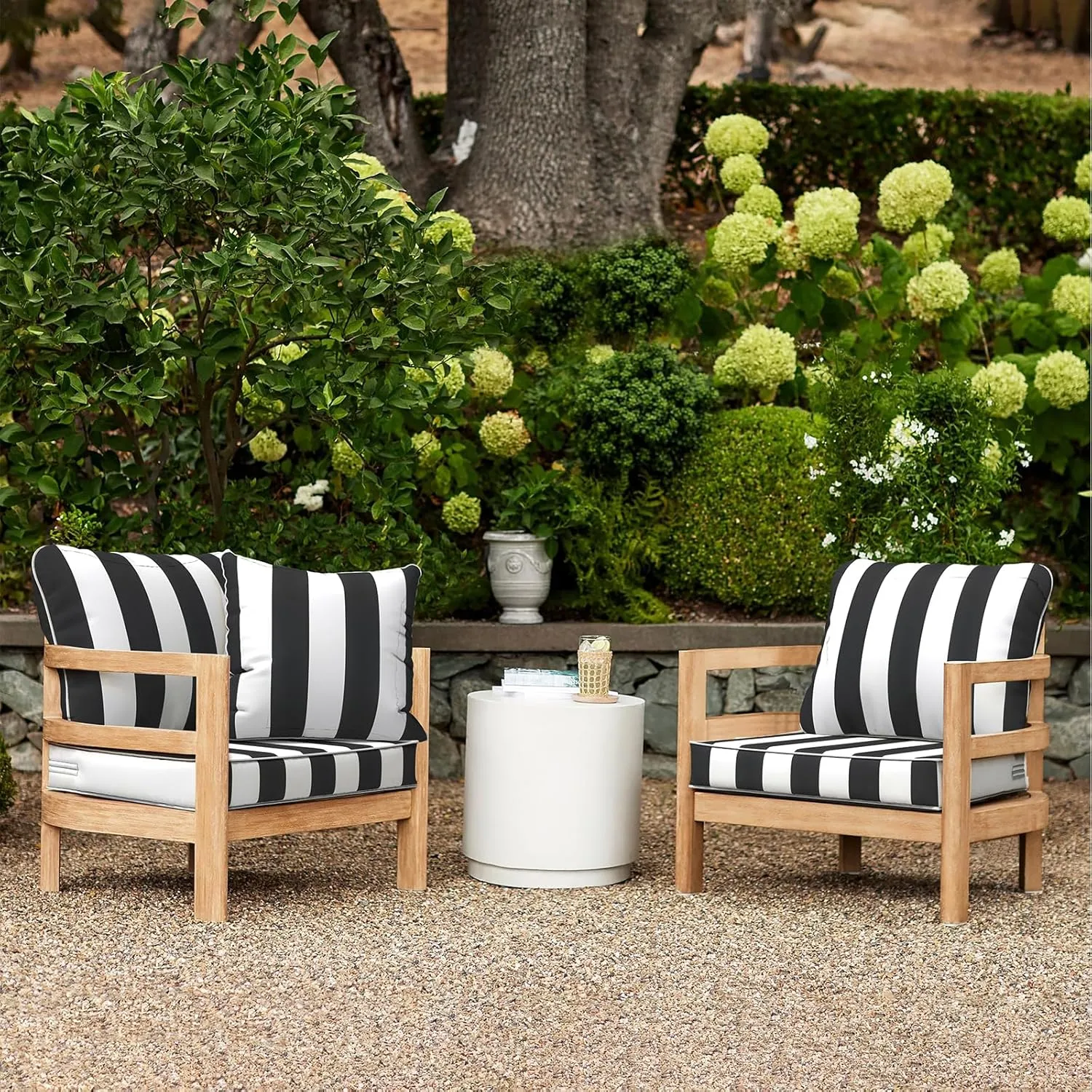 LVTXIII Outdoor Deep Seat Cushion Patio Seat and Back Cushion Set Seasonal Chair Cushion with Removable Cover and Adjustable Buckle for Home and Garden, 24"x24"x4", Cabana Black