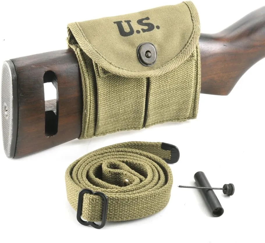 M1 Carbine Sling, Oiler, & Buttstock Pouch Lt. OD Marked JT&L 1943