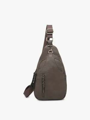 M2342 Nikki Dual Compartment Sling Pack Bag: Chocolate