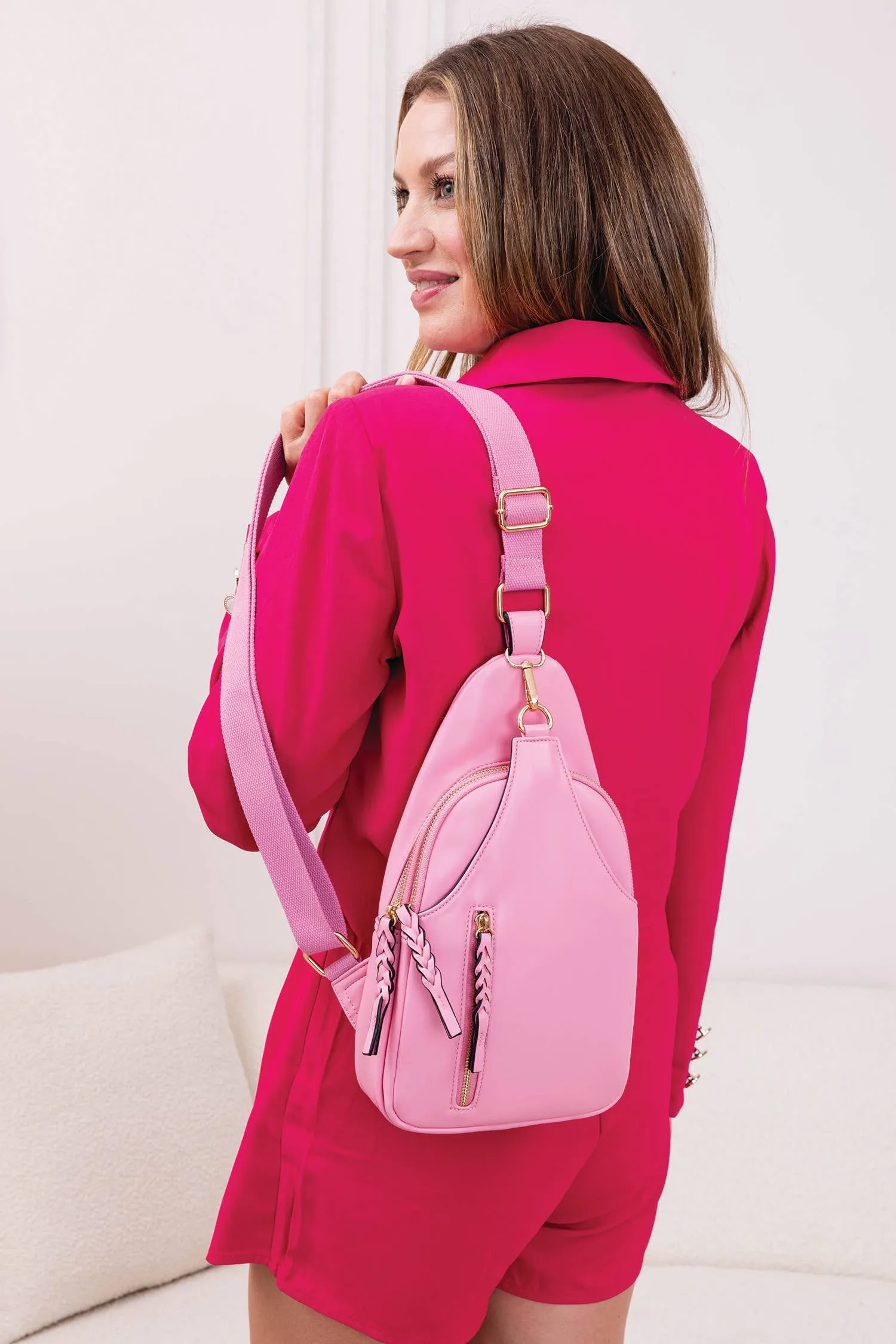 M2342 Nikki Dual Compartment Sling Pack Bag: Chocolate