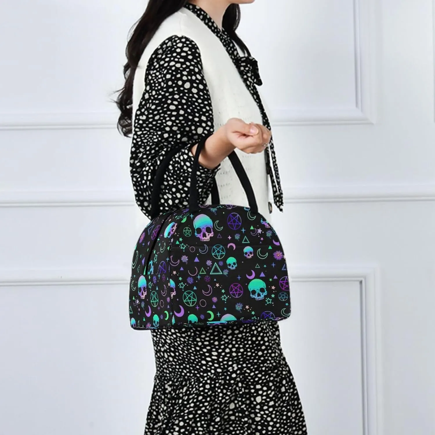 Magic Skull Lunch Bag for Women Girls Kids Men Reusable Insulated Lunch Tote Bag for Office Work School Picnic Hiking