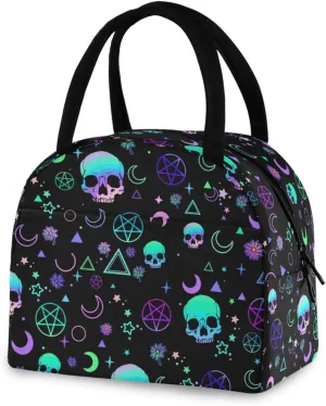 Magic Skull Lunch Bag for Women Girls Kids Men Reusable Insulated Lunch Tote Bag for Office Work School Picnic Hiking