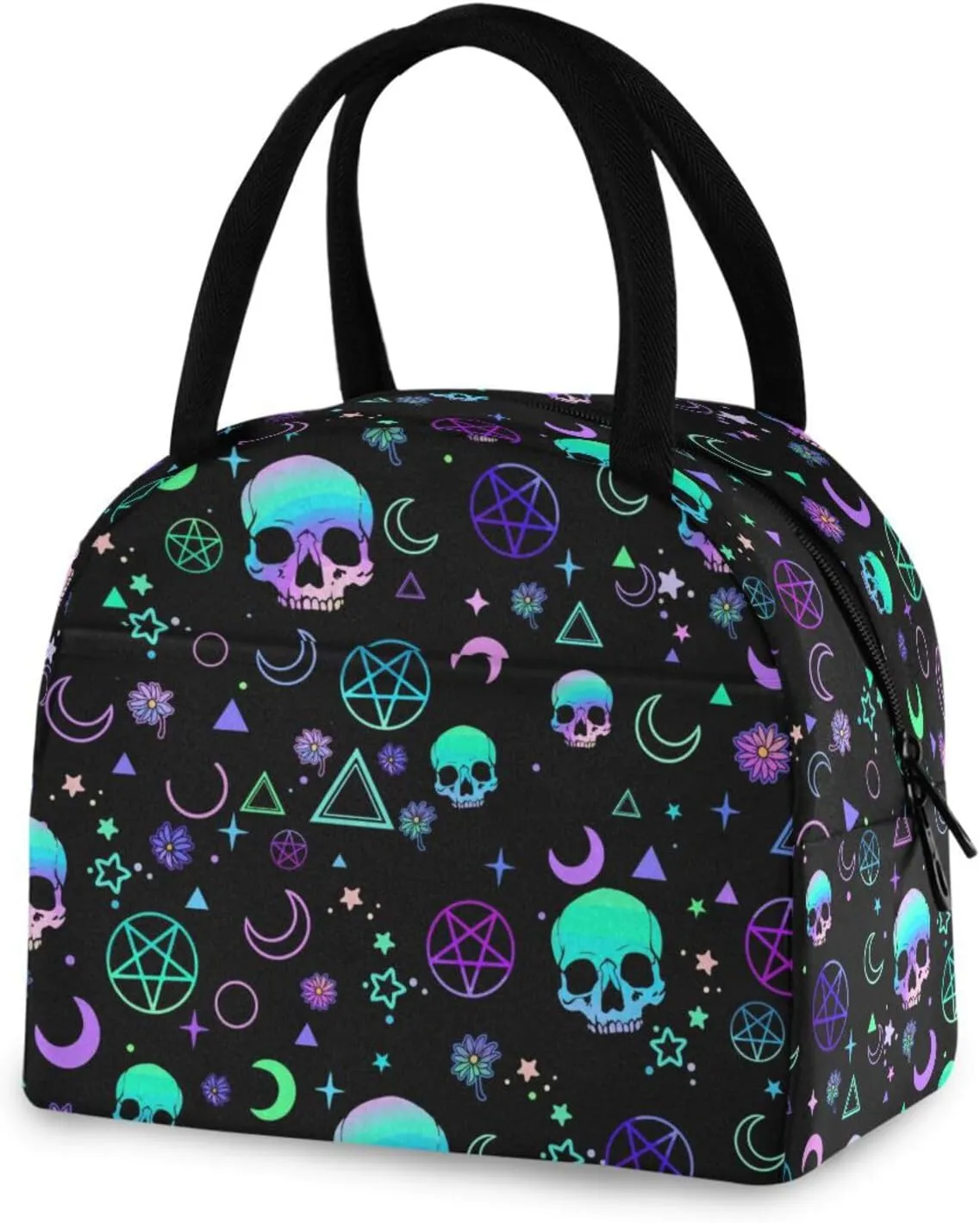 Magic Skull Lunch Bag for Women Girls Kids Men Reusable Insulated Lunch Tote Bag for Office Work School Picnic Hiking