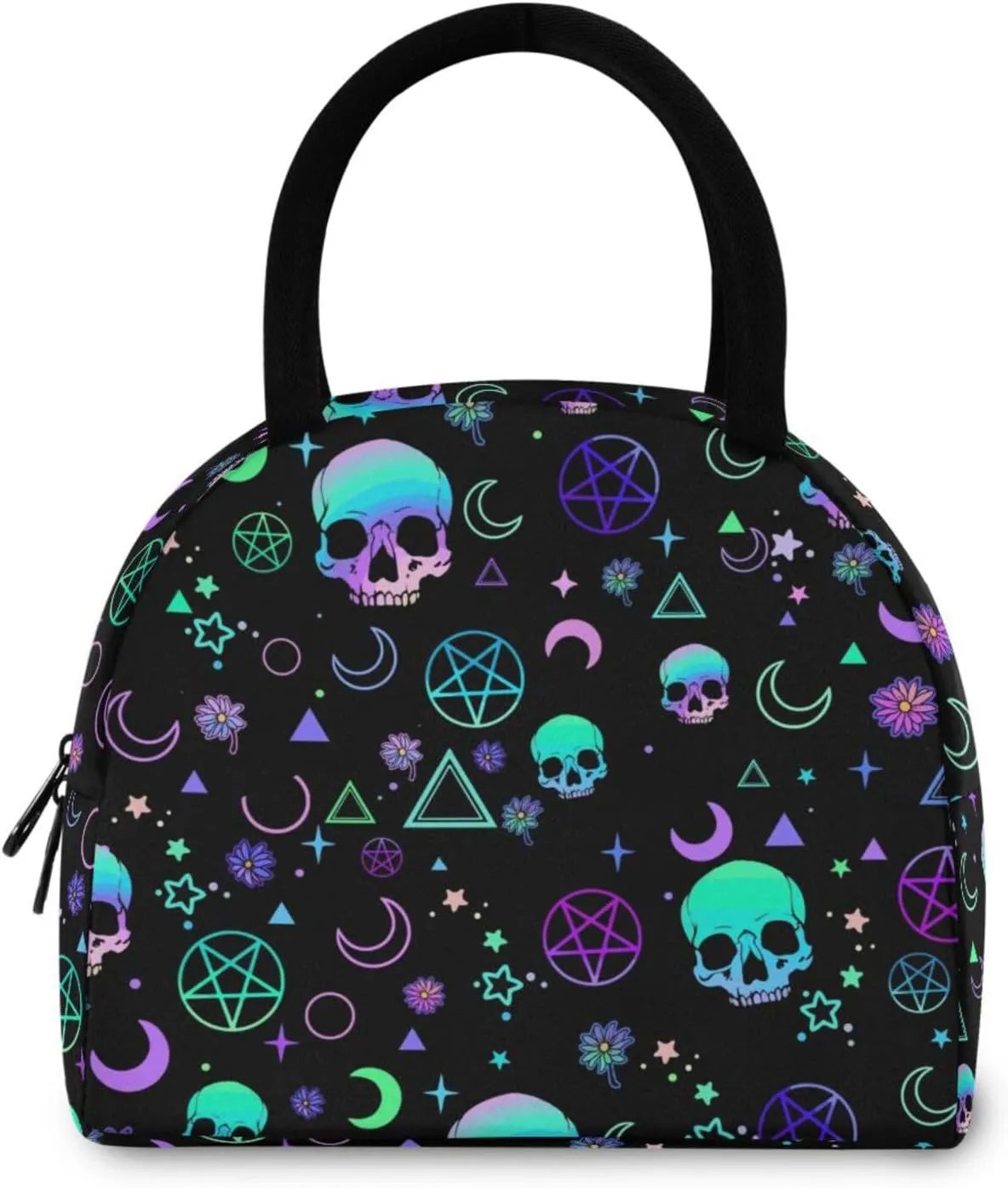 Magic Skull Lunch Bag for Women Girls Kids Men Reusable Insulated Lunch Tote Bag for Office Work School Picnic Hiking