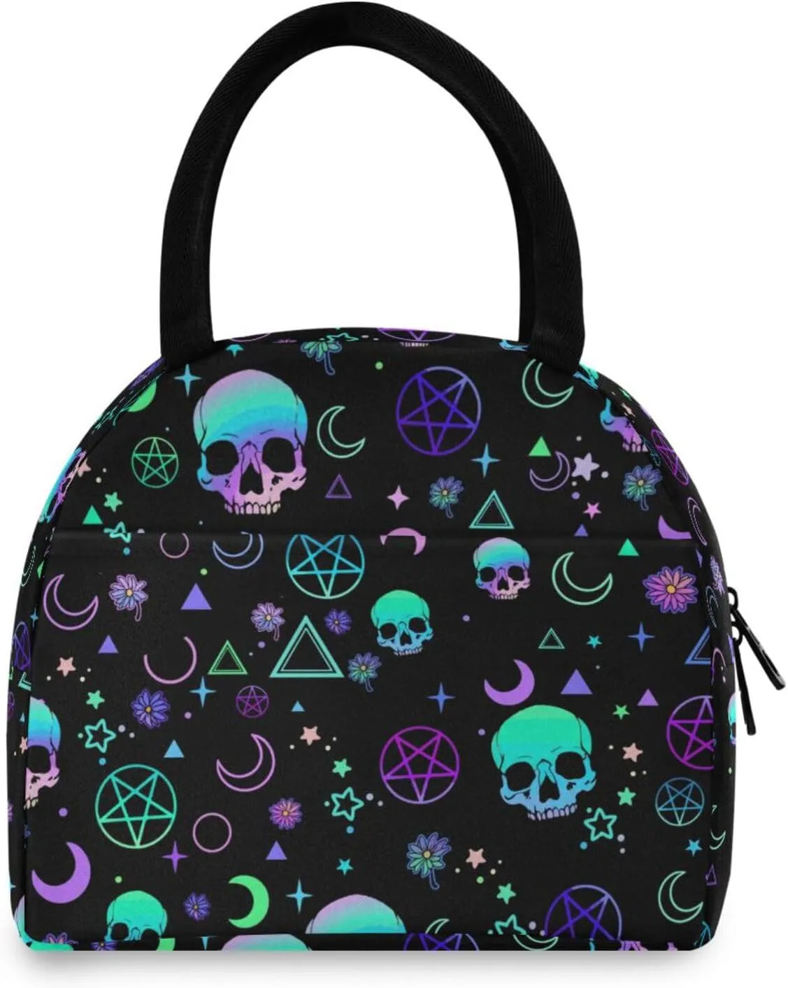 Magic Skull Lunch Bag for Women Girls Kids Men Reusable Insulated Lunch Tote Bag for Office Work School Picnic Hiking