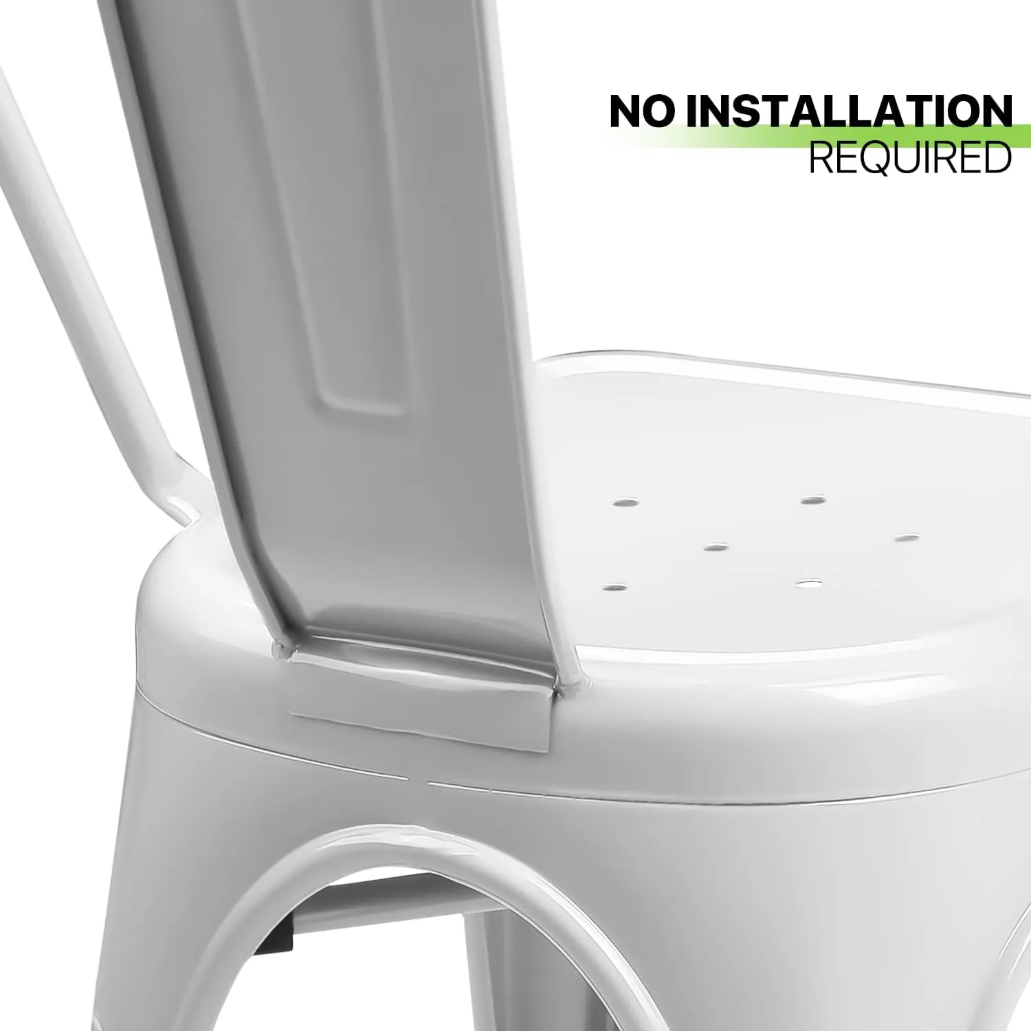 Magshion 4 Pack Metal Dining Chairs, Indoor Outdoor Stackable Chairs Seating 18 Inch High-Backrest Dining Chair Patio Chairs for Kitchen Dining Room Restaurant Bistro Patio, White