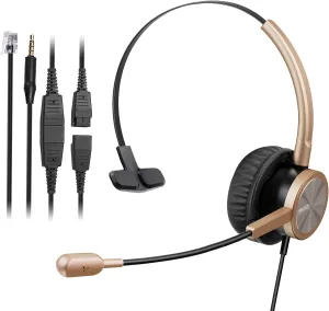 MAIRDI Phone Headset with RJ9 & 3.5mm Jacks for Call Center Office Deskphone Cell Phone PC Laptop, Landline Telephone Headset with Microphone Noise Canceling for Polycom Avaya Nortel