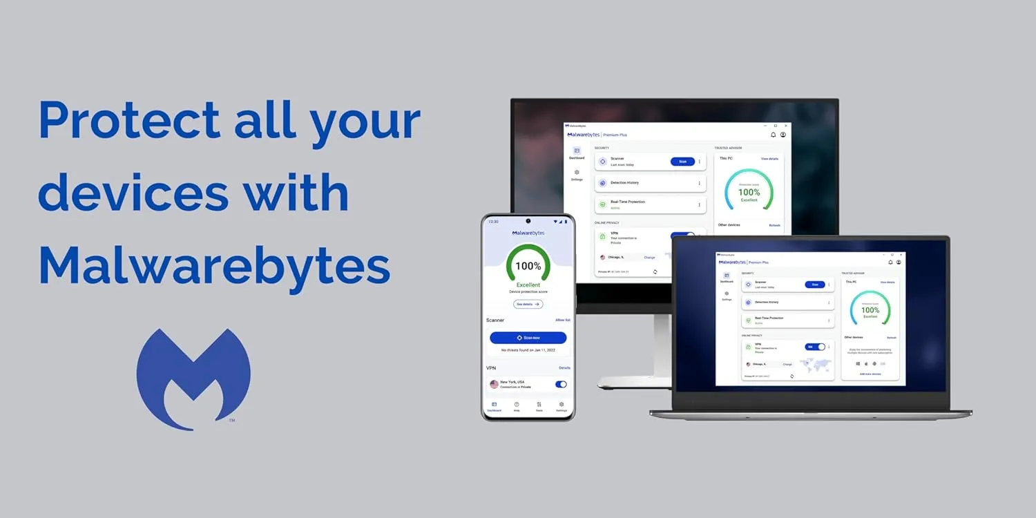 Malwarebytes Premium | 1 Year, 5 Device | Windows, Mac OS, Android, Apple iOS, Chrome [Online Code]