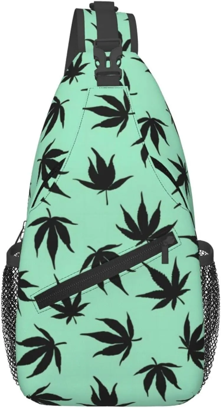 Marijuana Color Crossbody Backpack Travel Sling Shoulder Bag For Men Women Adjustable Hiking Daypack