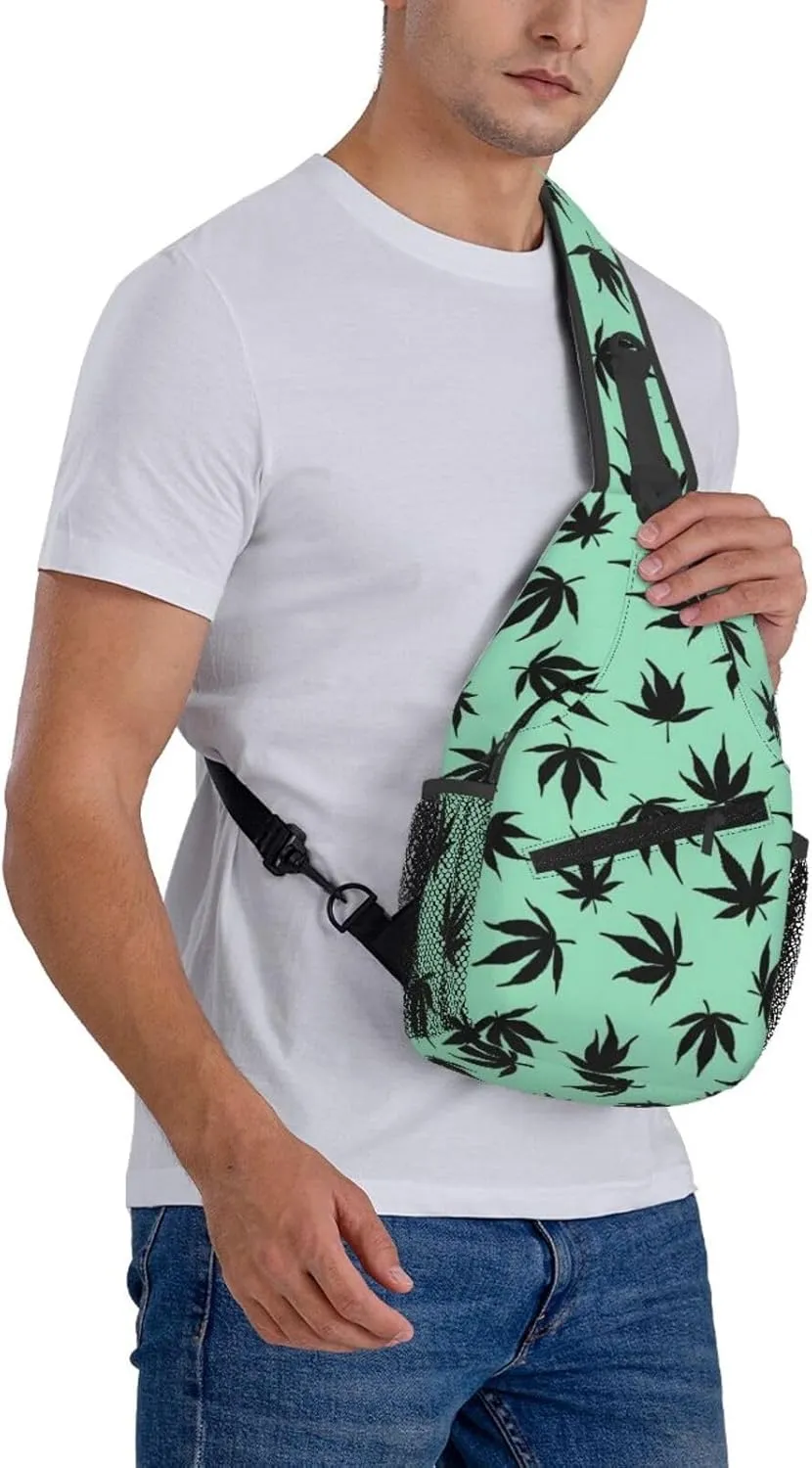 Marijuana Color Crossbody Backpack Travel Sling Shoulder Bag For Men Women Adjustable Hiking Daypack