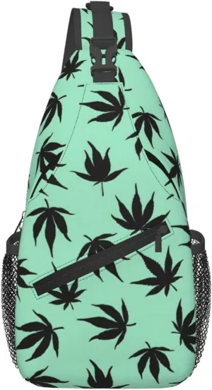 Marijuana Color Crossbody Backpack Travel Sling Shoulder Bag For Men Women Adjustable Hiking Daypack
