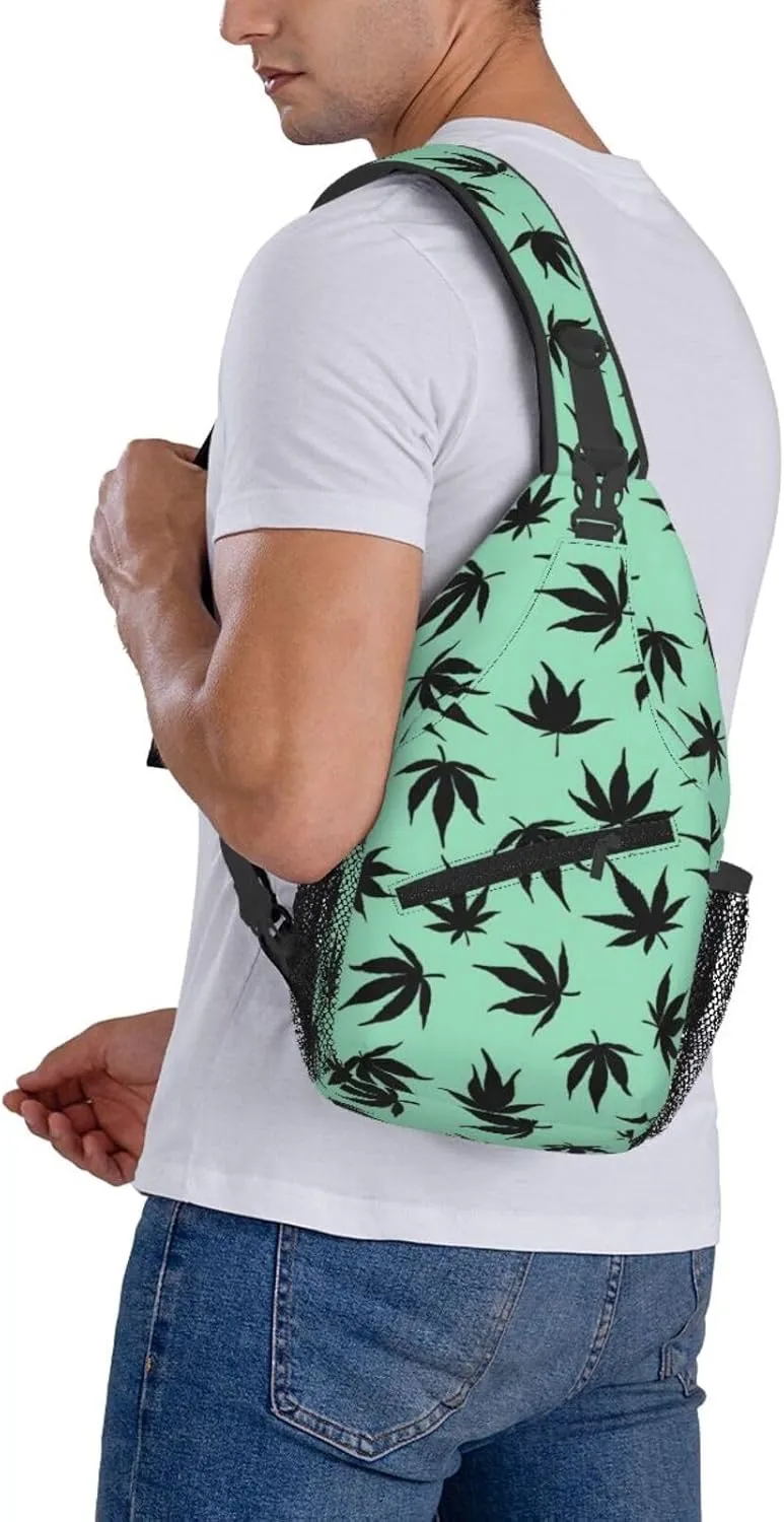 Marijuana Color Crossbody Backpack Travel Sling Shoulder Bag For Men Women Adjustable Hiking Daypack