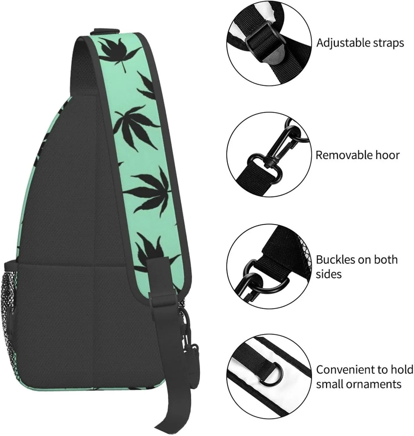 Marijuana Color Crossbody Backpack Travel Sling Shoulder Bag For Men Women Adjustable Hiking Daypack