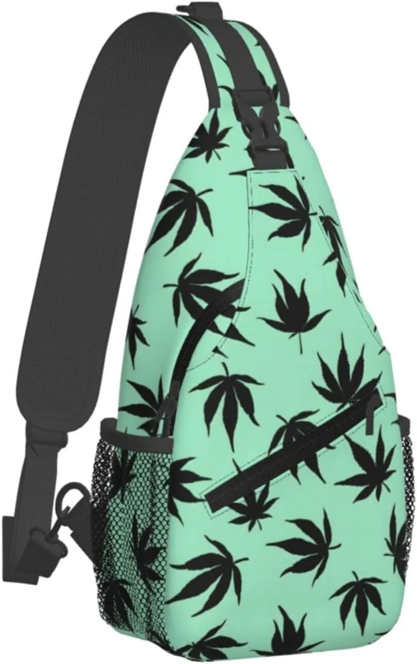 Marijuana Color Crossbody Backpack Travel Sling Shoulder Bag For Men Women Adjustable Hiking Daypack